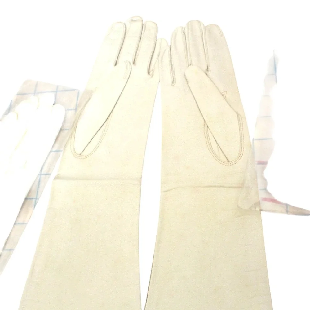 Vintage Aris Van Raalte Kidskin‎ Leather Gloves Lot 5 Pairs Ivory Cream Lace 7.5